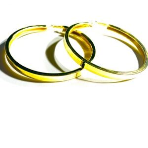 2 Sets Gold Tone Huge 3” Earrings Hoops